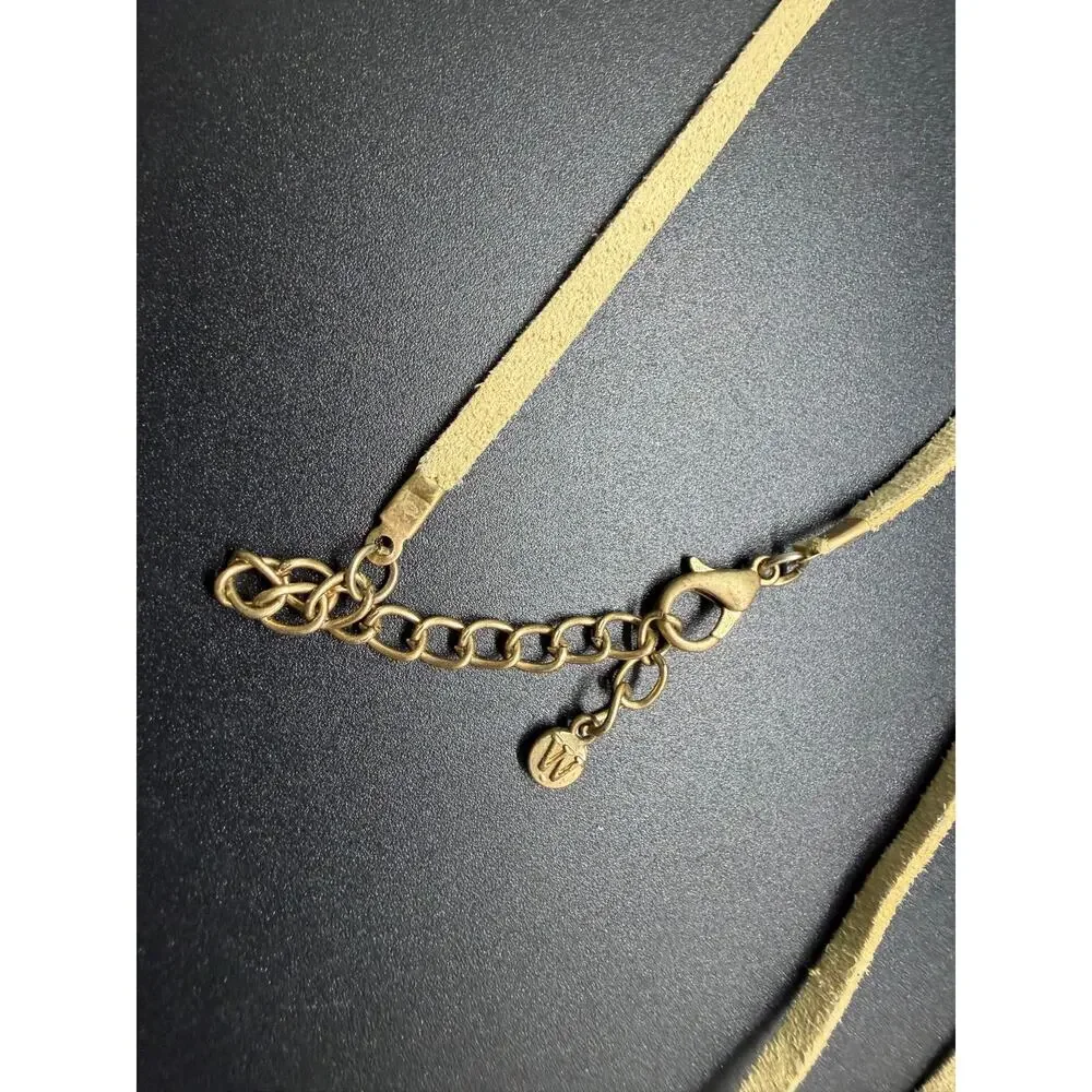 Nice Suede Tassel Pendant Leather Necklace Signed W